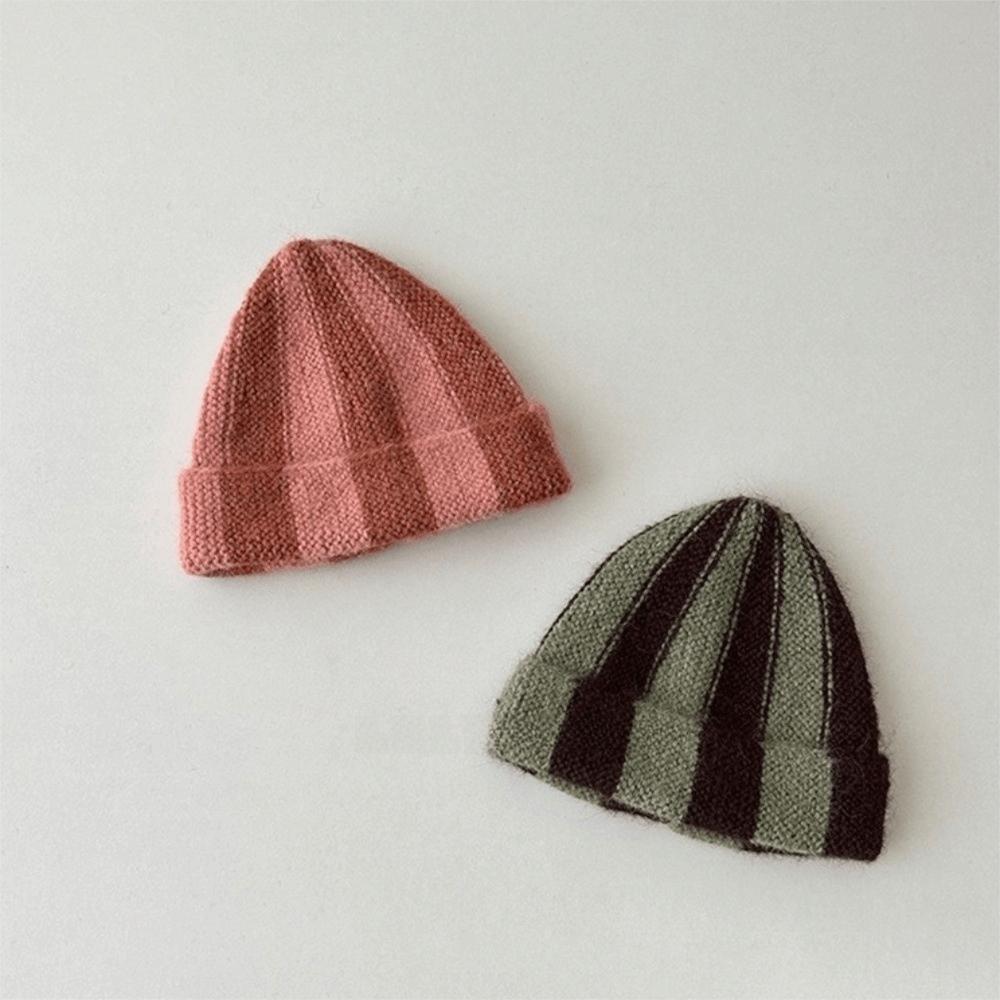 Patchwork Knitted Cap Thick Children Warm Hat Fashion Striped Beanie Hat Autumn Winter