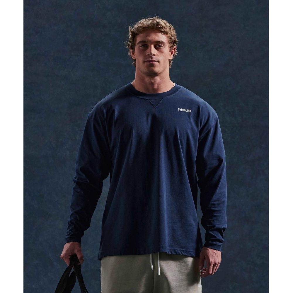 

GYMSHARK Rest Day Sweats Футболка с длинным рукавом Темно-синяя A3A4C UBCY