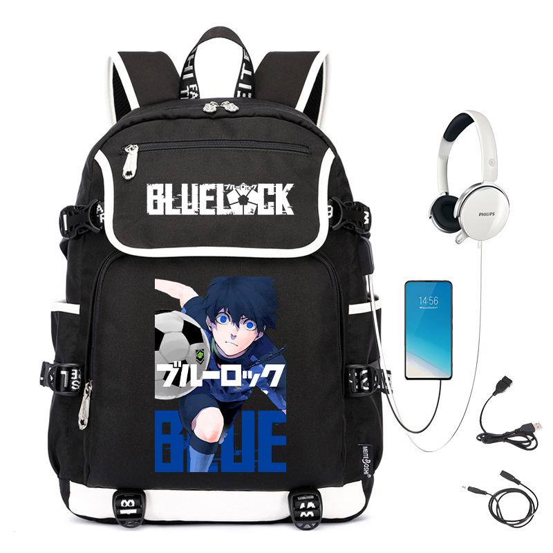

Blue prison surrounding animation schoolbag large capacity with usb academy style No Spec