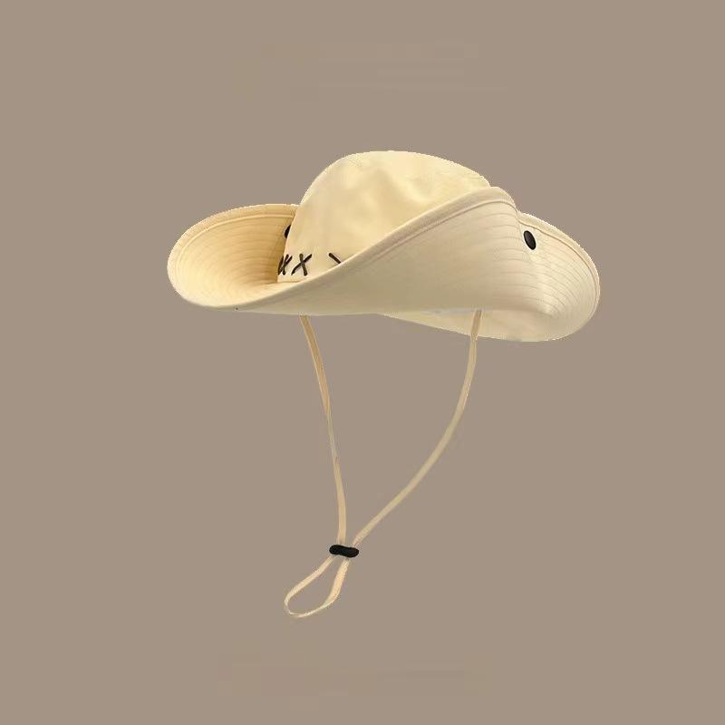 

Солнцезащитная шляпа рыбака для отдыха на открытом воздухе, западная шляпа Spice Girl Cowboy, женская сезонная европейская и американская ретро-большая шляпа от солнца M（56-58cm） бежевый