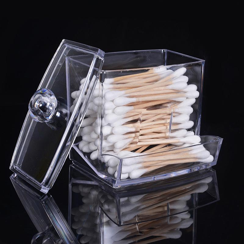 Acrylic Cotton Swabs Storage Holder Box Portable Transparent Makeup Cotton Pad Qtip Cosmetic Container Jewelry Organizer Case