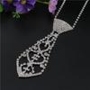 Men Women Kids Elegant Glitter Rhinestone Tie Shaped Necklace for Prom Party