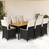 VidaXL 9-piece Garden Dining Set Cushions Black Wicker, Outdoor Dining Set, Furniture of 3276839