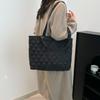 Sophisticated Large Capacity Tote Bag For Women Fashionable Quilted Design Soft Fabric Crossbody Bag Available In Black White Kh
