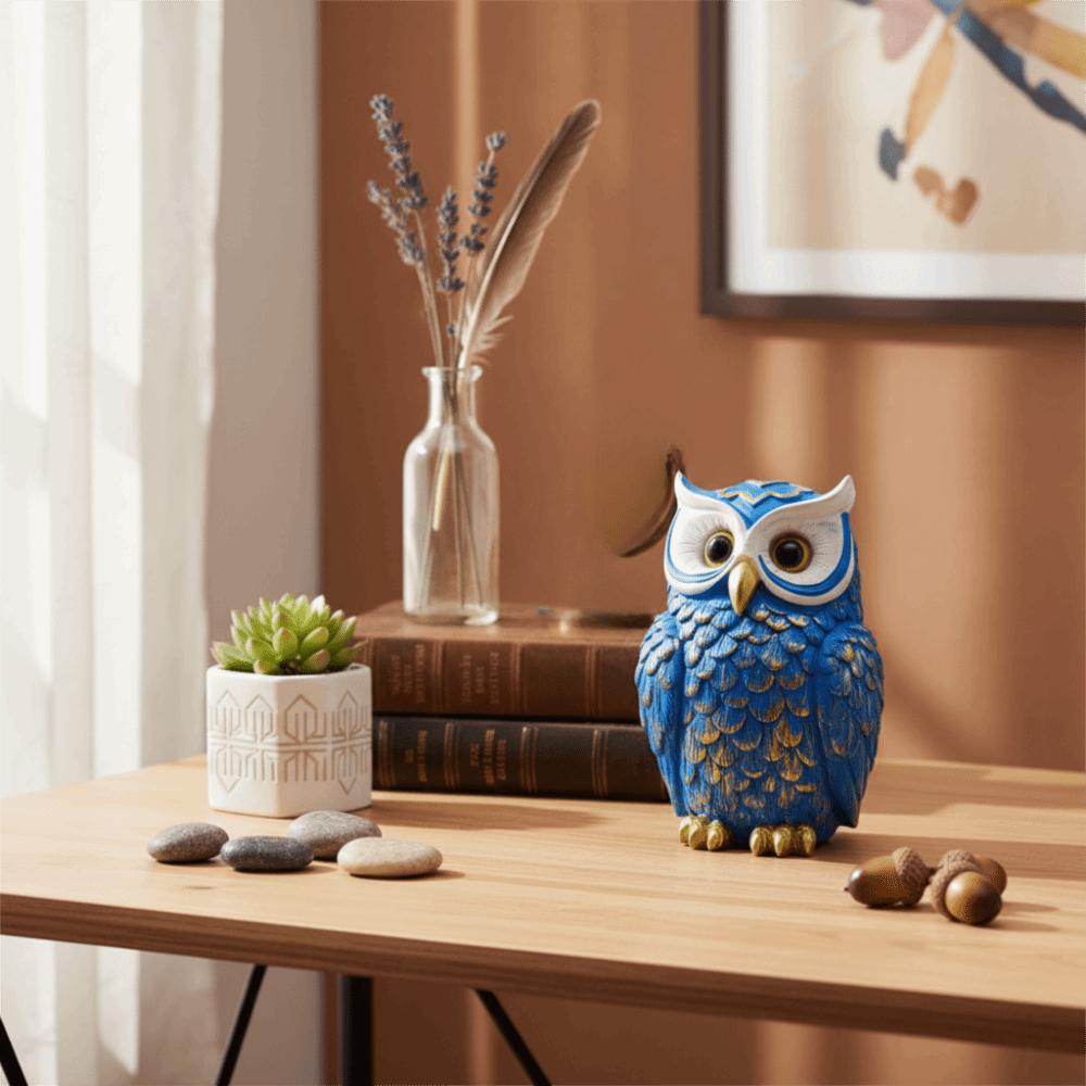 Europe Style Cute Owl Statue Vintage Resin Crafts Animal Statue Decorative Owl Sculpture Office Table