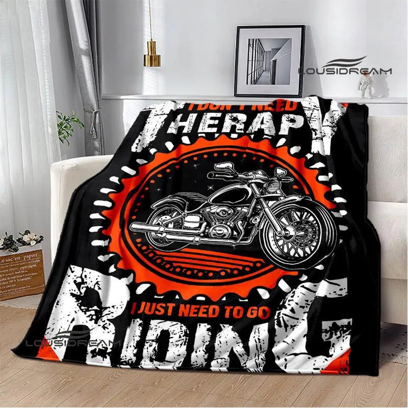Motorcycle Retro Printing Blanket Flange Warm Soft and Comfortable Picnic Blanket Bed Linings Birthday Gift