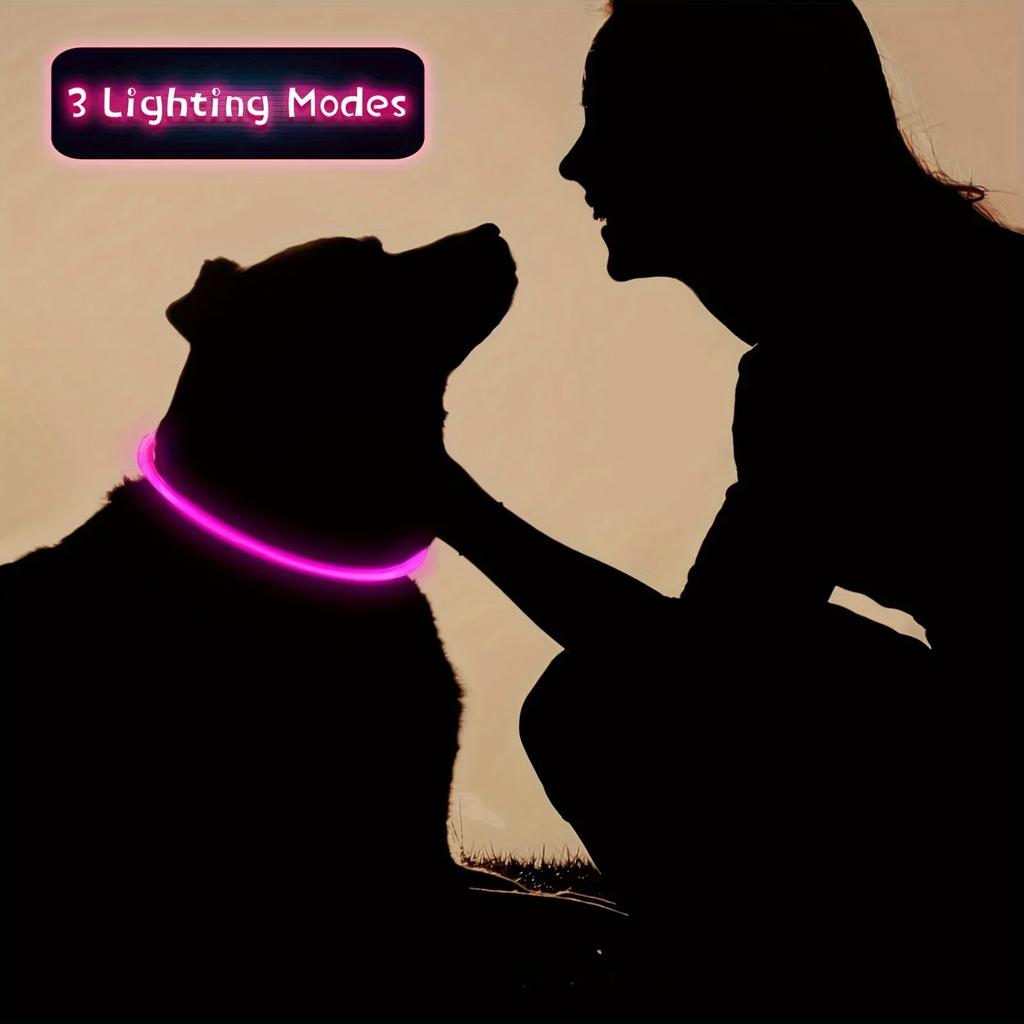 USB-wiederaufladbarer Glasfaser-Halsband Haustier Hund LED-Licht-Halsband Leuchtendes Anti-Verlust Hundehalsband USB-wiederaufladbares Hundehalsband Halsband