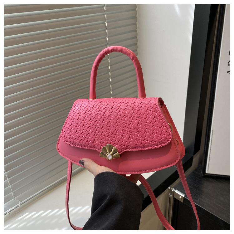 

Однотонные простые сумки женские сумки 2025 лето новая мода нишевый дизайн текстура портативная маленькая квадратная сумка сумка-мессенджер роза розовый