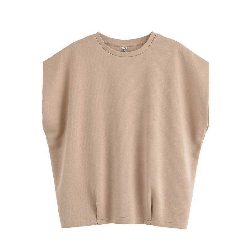 

Kaslead New Arrival Women s Clothing Fashion Style Double-Sided Cloth Drop Shoulder Short Sleeve Casual Pants 4174197 4174198 Khaki Tops S