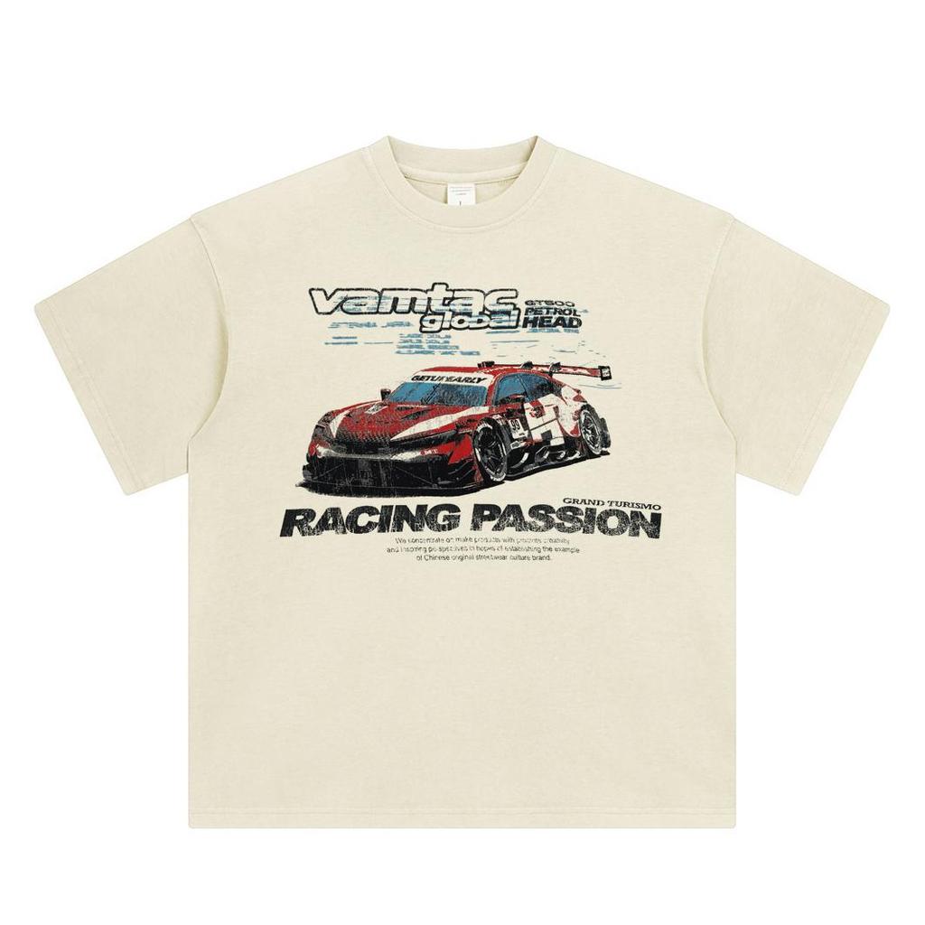 Streetwear Racing Car Graphic T-Shirt Cotton Tshirt Unisex Tops Tees Summer Short Sleeves T Shirt