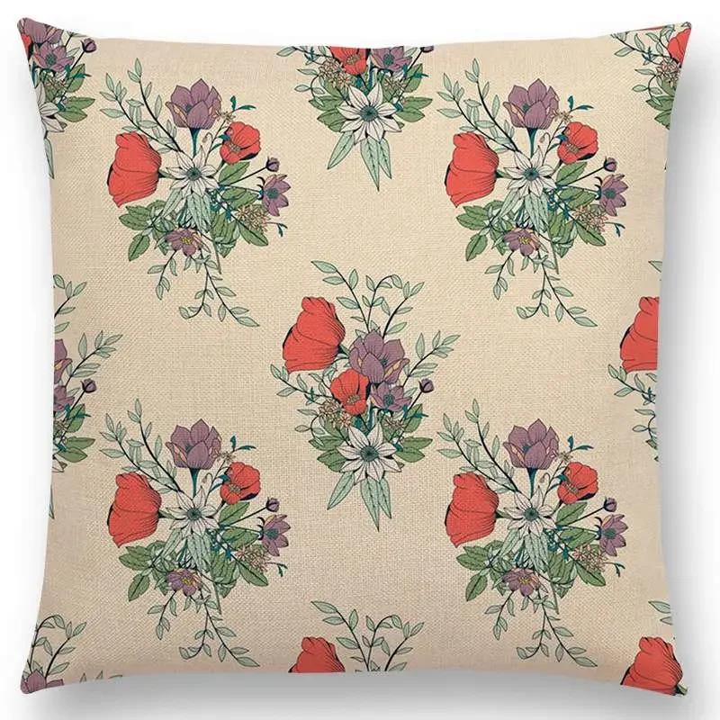Botanical Floral And Butterfly Cushion Cover Beautiful Flowers Garden Mini Prints Home Decor Sofa Throw Pillow Case