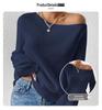 Autumn/Winter Off-Shoulder Knit Sweater - Loose Fit, Pure Color, Casual Style