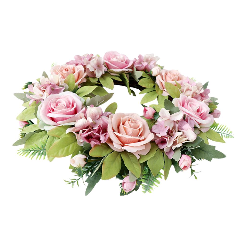 Practical Handmade Silk Rose Wreath with Leaf Portable Accessory for Weddings and Home Decoration Florals Garlands