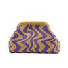Vintage Knitted Coin Purse Geometric Striped Large Capacity Evening Bag Polyester Wavy Pattern Hand-holding Dumpling Bag Beach