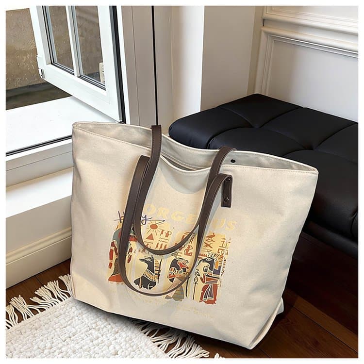 

Винтажная тканевая сумка с принтом женская повседневная сумка через плечо белый