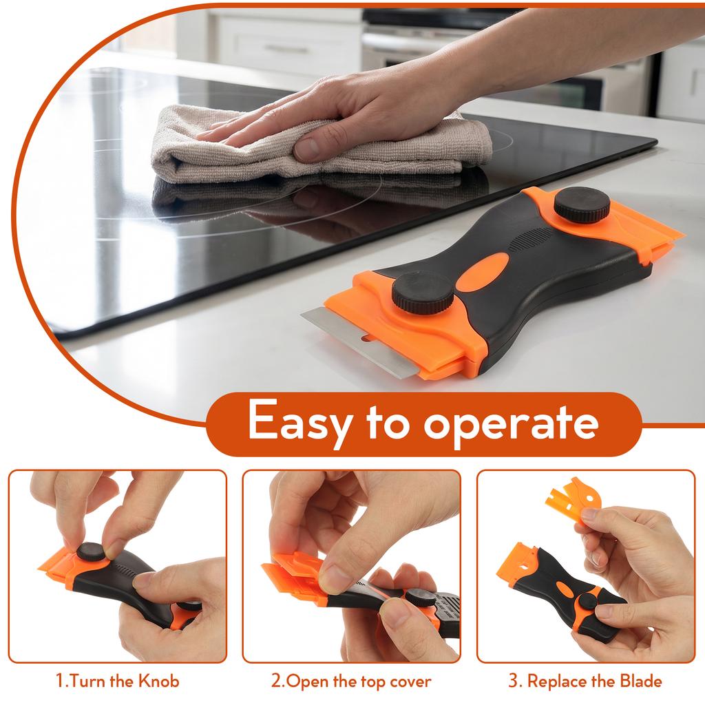 Double Head Blade Scraper Plastic & Metal Scraper Remover Tool with Blades for Labels Stickers Decals Tint Vinyl Removal Grease
