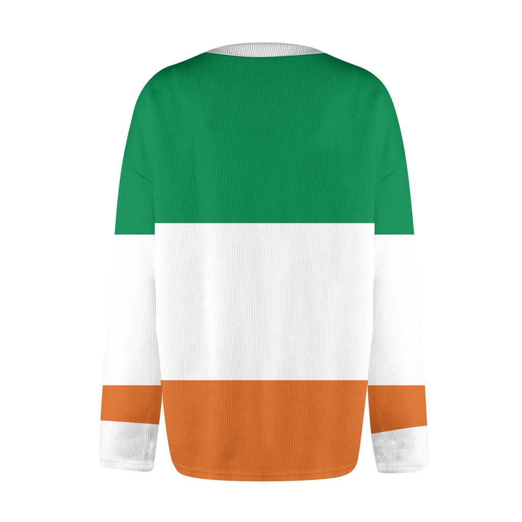 Women's Fashion St. Patrick Print Long Sleeve Knit Cardigan Button Jacket