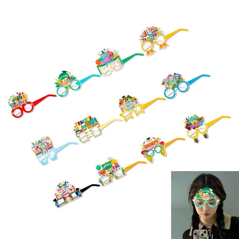 Set of 12 Teacher Appreciation Paper Eyeglasses Fun Teacher Eyewear for Fun and Festival Photo Booth Decorations