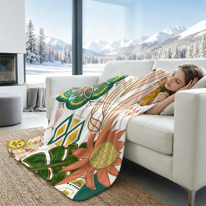 Bohemian tropische florale Kühlende Decke, Leichte Boho Sommerdecke, Atmungsaktive Kühle Decke für lebendiges Schlafzimmer