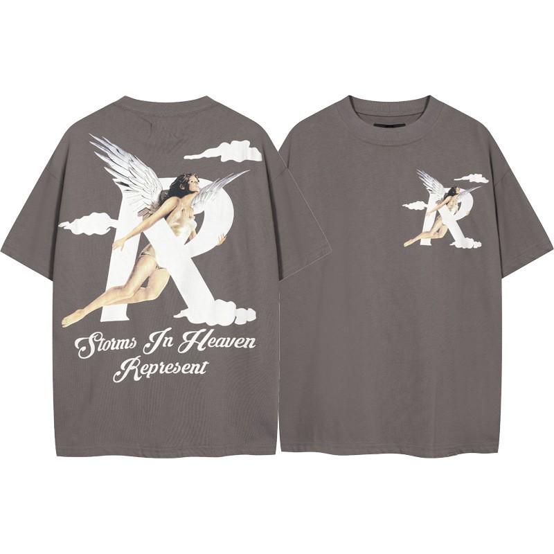 American Vintage High Street T-Shirt Cartoon Print Loose Fit Short Sleeve Men Women Teens