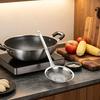 Stainless Steel Deep Skimmer with Long Handle Heavy-Duty Slotted Spoon for Dumplings Noodles Frying Rust-Proof Dishwasher Safe Essential Kitchen Tool
