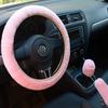 Housse de volant de voiture, housse de protection de frein à main de levier de vitesse, décoration chaude, super épaisse, col en peluche doux, noir, rose, pour femme et homme