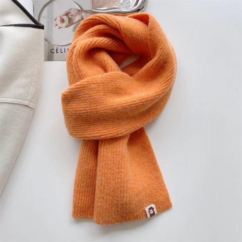 Winter Knitted Scarf Women Thick Warm Scarves Hand Made Scarves Ins Solid Color