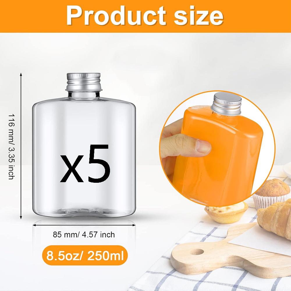 

Reusable Disposable Juice Bottles Empty Clear Beverages Drink Containers Water Flask Mini Fridge Containers for Juicing Smoothie 250ml