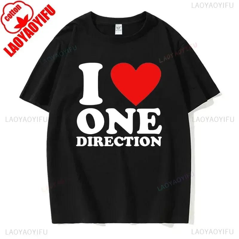 I Love One Directions Print T-Shirts Rapper Short Sleeve T Shirt Vintage Singer Tops Summer Cotton Hip Hop Men Women Tee-shirts