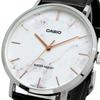 CASIO Quartz Men's Watch MTP-VT01LM-7A White Marble × Black Leather Band