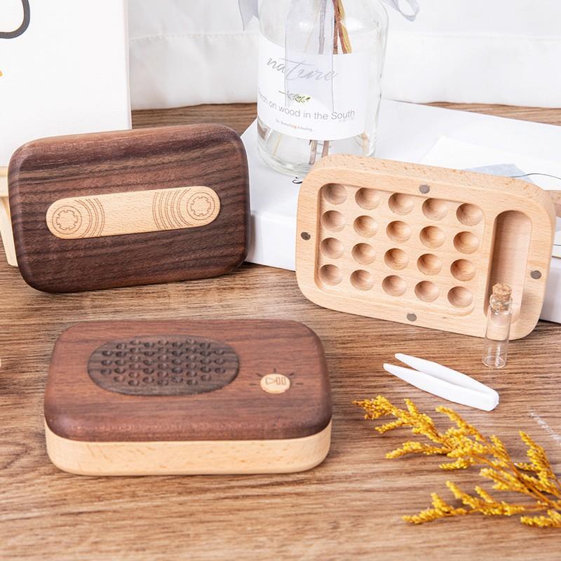 Baby's Beech Cartridge Box Storage Teeth Creative Modeling Commemorative Preservation Wooden Ornaments
