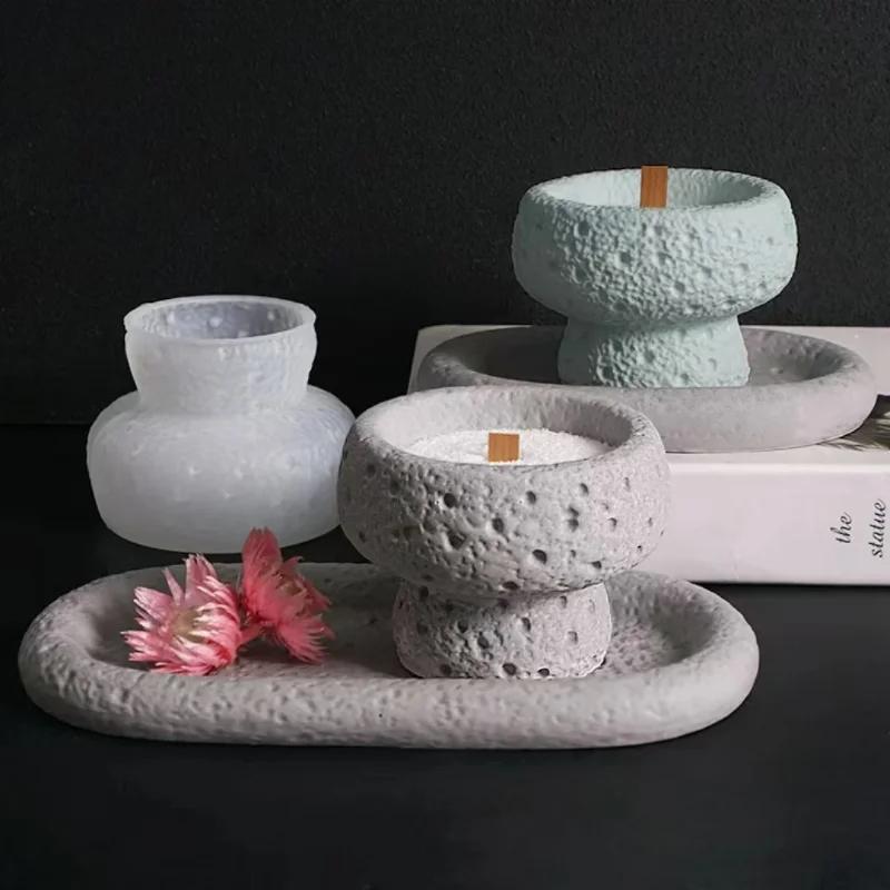 Top Quality Space Texture Silicone Mold for Gypsum Candle Creative Cement Candle Cup Plaster Desktop Decoration Molds for Home
