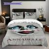 Horror Annabelles Creation Bedding (1 * duvet cover + 2 * pillowcase, without core) 2D Flat Soft and comfortable Bedding set Christmas birthday gift