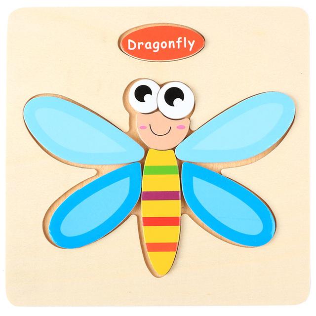 

Wooden 3D Puzzle Cartoon Animal Vehicle Wood Jigsaw Puzzles Intelligence Montessori Educational Toys for Children