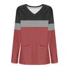 Women's Fashion V-Neck Long Sleeve Workwear With Pocket Striped Printed T-Shirt Top