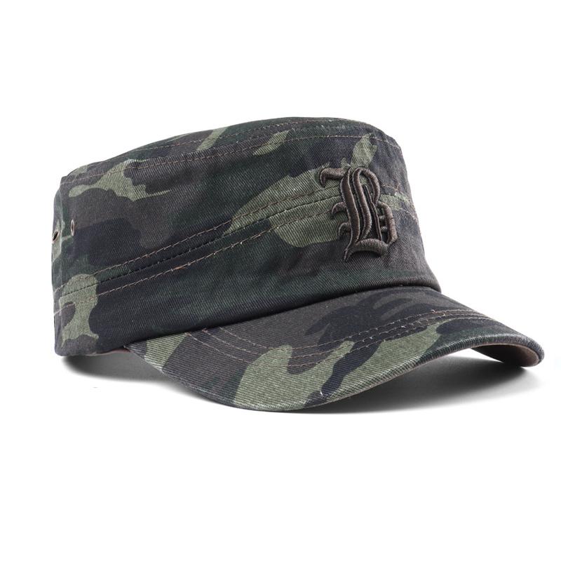 Men's Sports Cap Spring Summer Middle-Aged Camouflage Flat Top Army Cap Letter Embroidered Cap Military Caps
