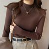 Fashion Solid Half High Neck Knitted Sweater Women Slim Fit Casual Elegant Pullover Sweaters Autumn and Winter Long Sleeve Knitwear Sweater Tops 24841