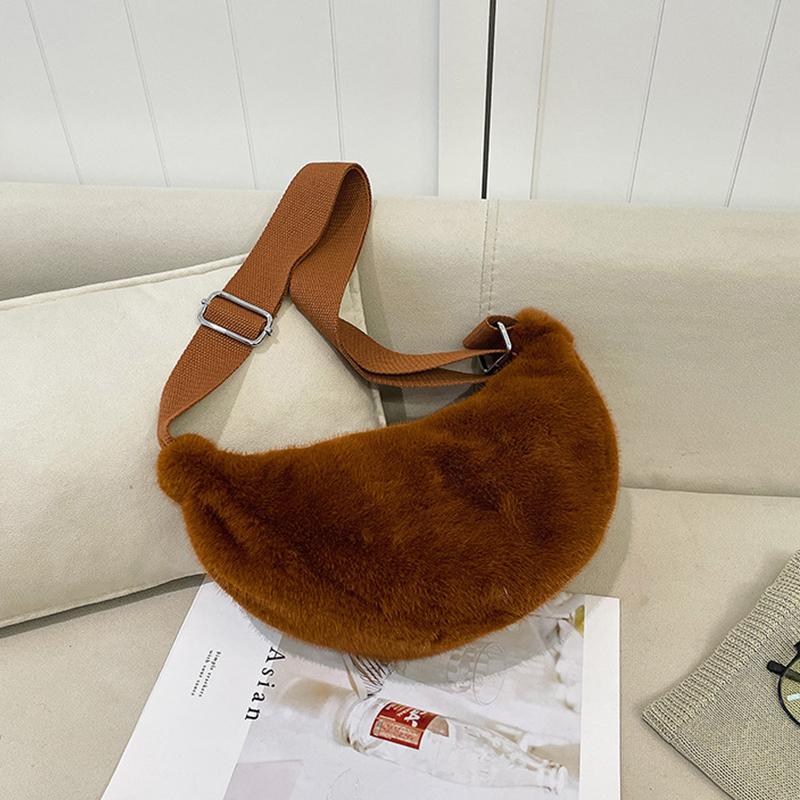 Yogodlns Women Crossbody Plush Bag Autumn Winter Hairy Hobo Bag Casual Versatile Shoulder Bag Fashion Lightweight Underarm Bag