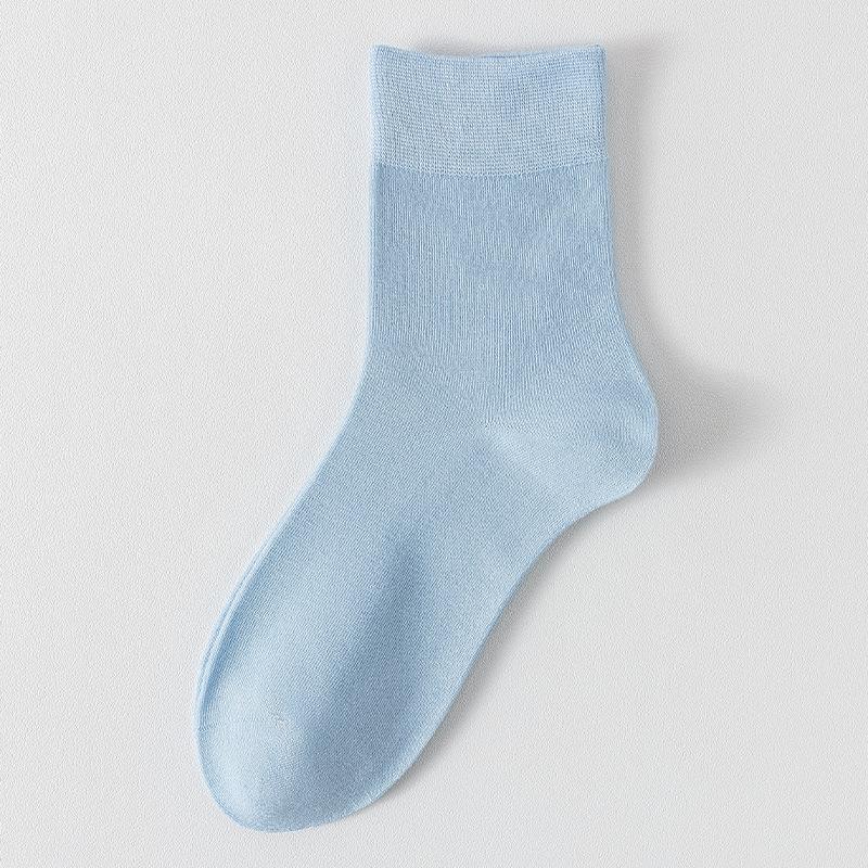 Female Summer Thin Pure Color Sweat Absorbing Breathable Boneless Loose Tube Cotton Socks