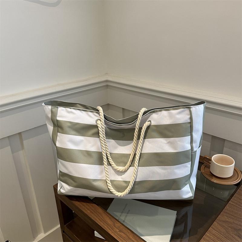 Trendy Korean Style Canvas Tote Bag In Black Grey Or Green For Shopping