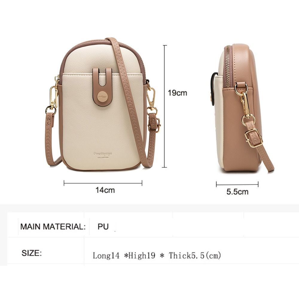 New Style PU Leather Crossbody Bag Soft Multi-layer Messenger Bag Square Bag Mobile Phone Bag