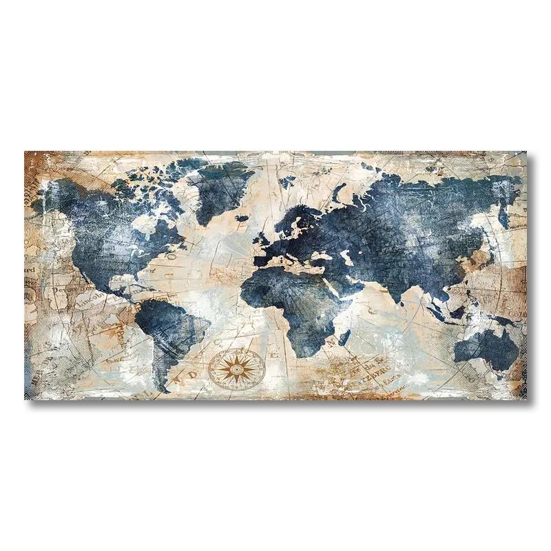 1 Stück Leinwand Poster Vintage Kunst Weltkarte Poster Dekoration Wandkunst Poster Schlafzimmer Wohnzimmer Flur Wanddekoration Ideales Geschenk
