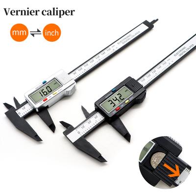 Paquímetro digital Vernier de 0-150 mm, micrômetro eletrônico LCD de 6 polegadas, medidor de fibra de carbono, régua digital, ferramenta de medição de altura e profundidade
