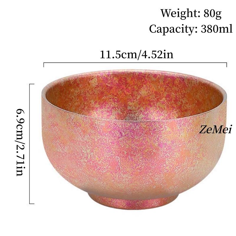 Pure Titanium Thickened Salad Bowl,11.5 cm Multicolor Double-Layer Glossy Texture Home Food Storage Soup Titanium Bowl Tableware