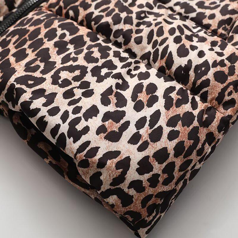2025 Spring Women's Warm Leopard Print Hooded Cotton Coat - Simple and Versatile