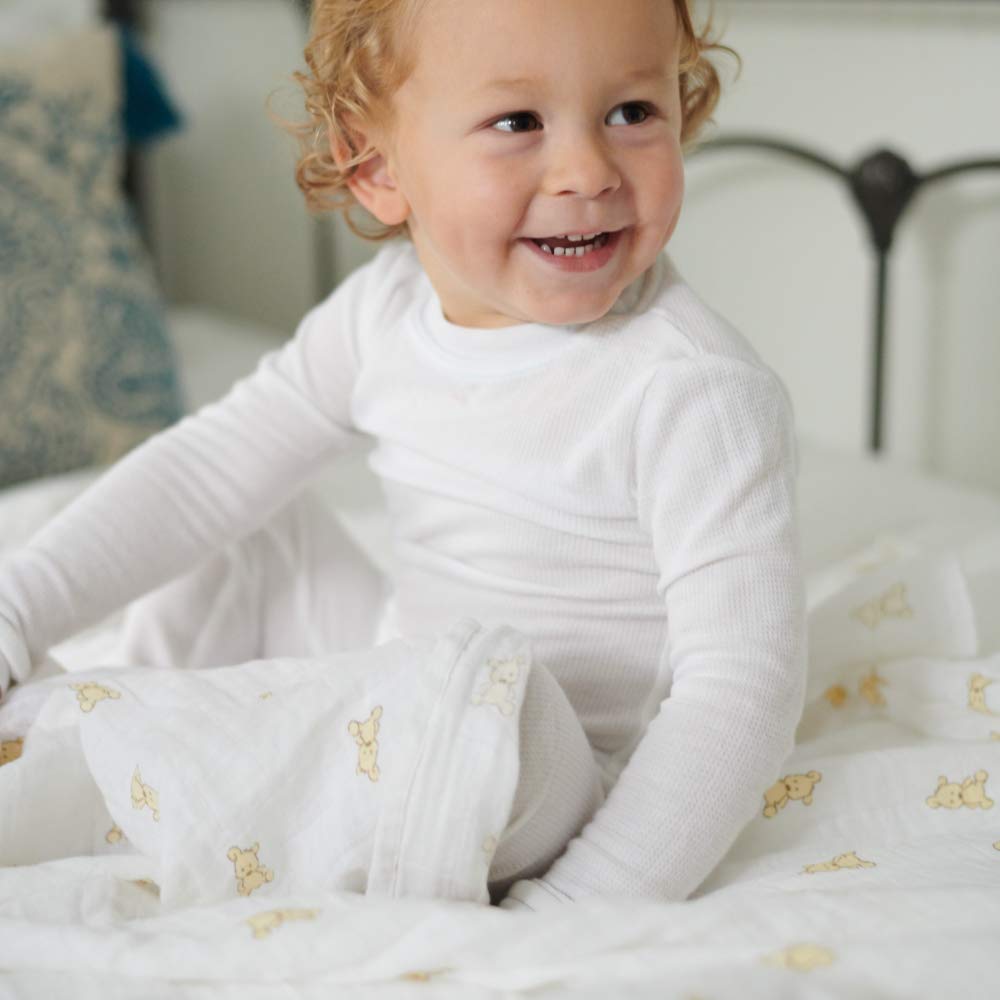 Newcastle Classics Swaddle Cotton Muslin Japanese Swaddle Fluffy Soft Blanket Baby Gift Teddy Bear 120x120cm 0 Months [Genuine Product] (x 1) ~