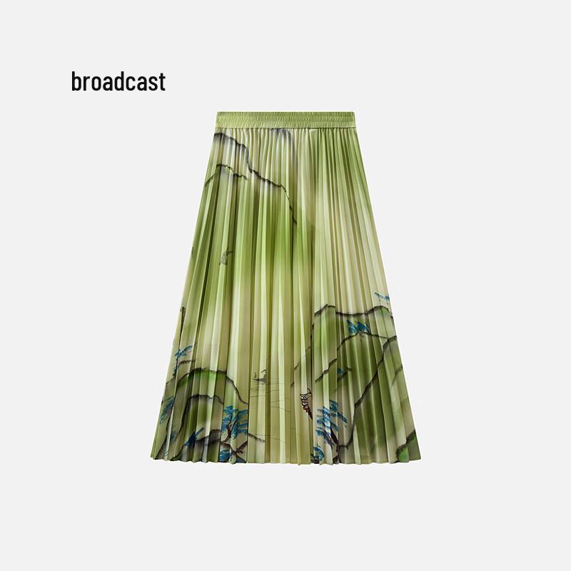 Women s Chinese Style Pleated Midi Skirt S