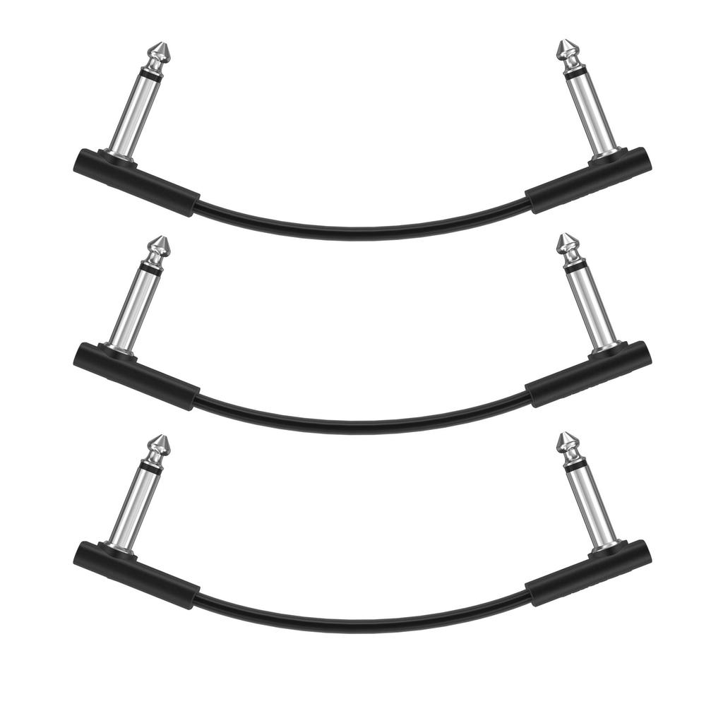 Donner 15cm Flat Patch Cables for Guitar Effects, Black (3 Cables)