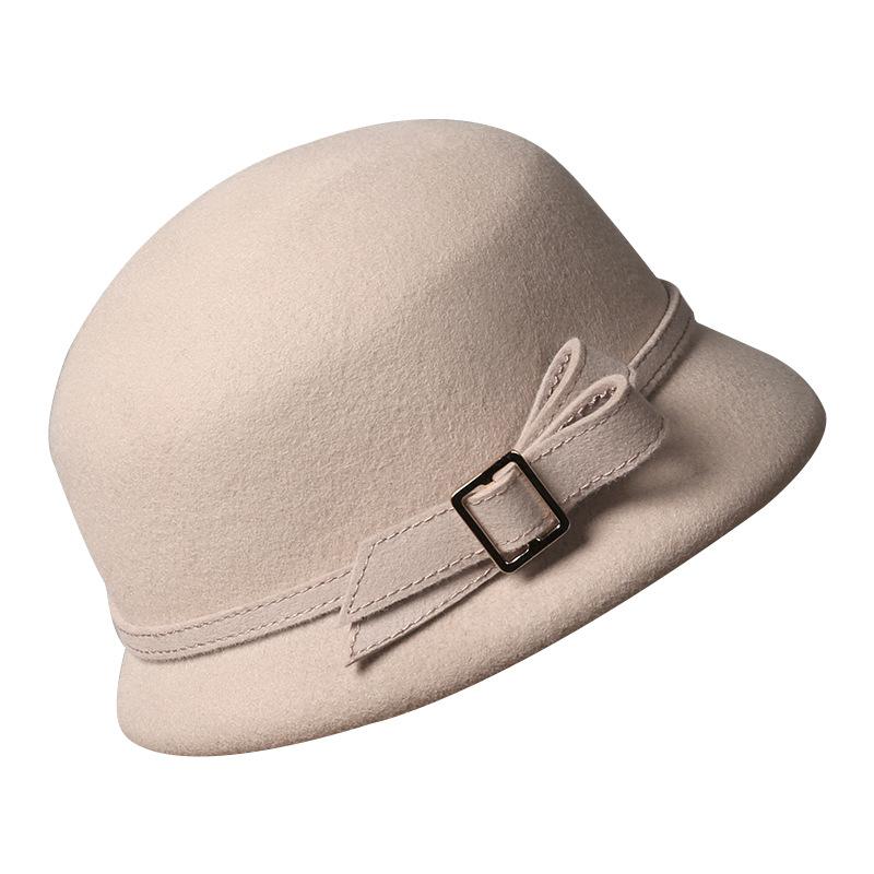 Hepburn style wool bucket hat temperament socialite felt hat autumn and winter new French elegant women's hat