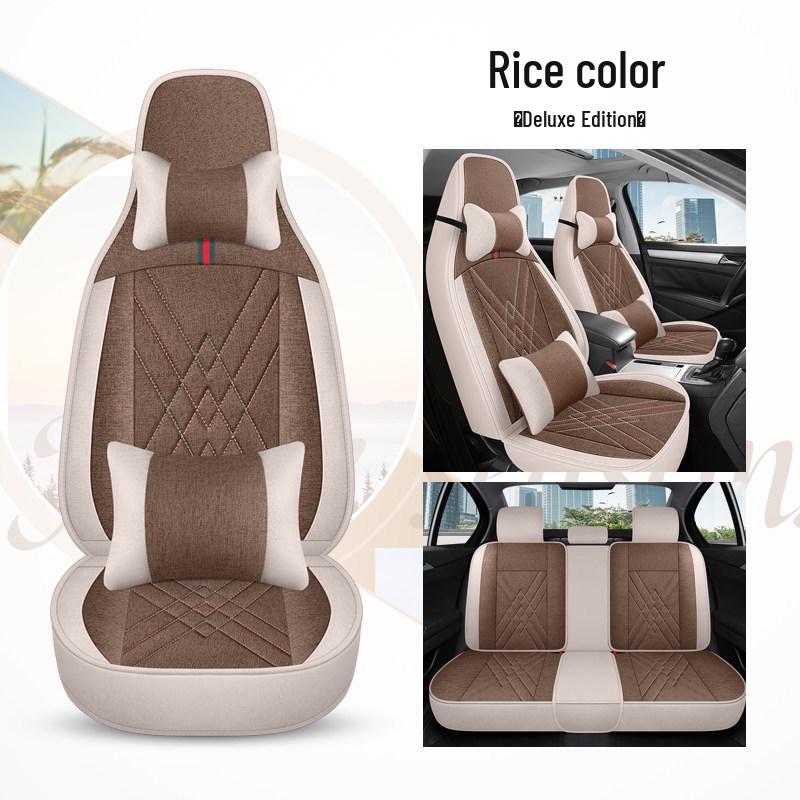 Seagull Car Seat Cushions (Models 23/24) - All-Season Linen Covers for New Energy Vehicles, Full Coverage.